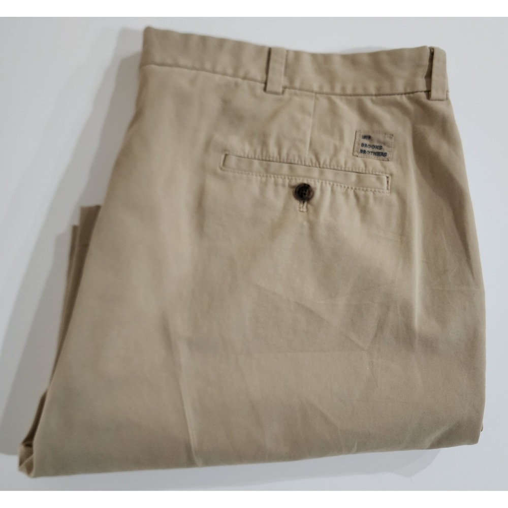 Brooks Brothers Men's Flat Front Tan Cotton Chino Bermuda Shorts Size 42